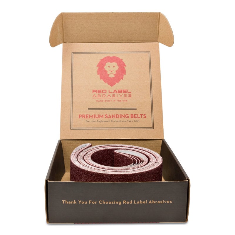 Red Label Abrasives 2 X 72 Inch Flexible Aluminum Oxide Multipurpose Sanding Belts for Woodworking, Leather, Rubber, Plastic, & Light Metal Working - 60, 80, 120, 220, 320, 400 Grit 6 Pack Assortment - Image 3